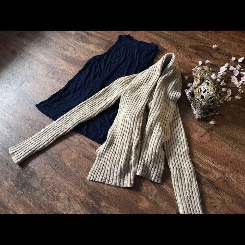Cream cardigan.